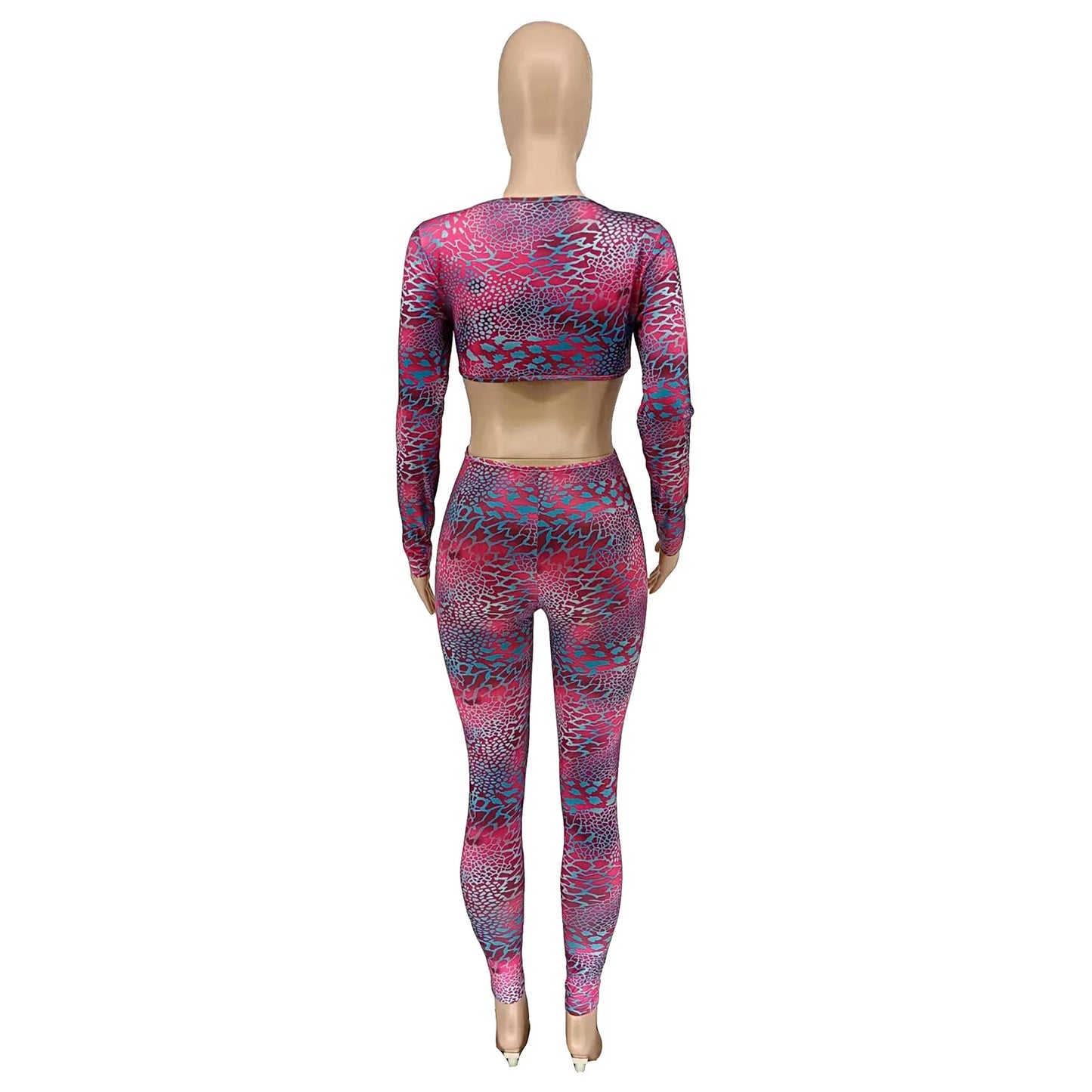 Snake skin V-neck Backless Jumpsuit