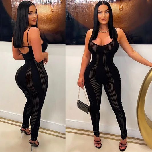 Spaghetti Strap Backless One Piece