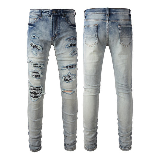 Slim Fit Skinny patch style jeans Pants